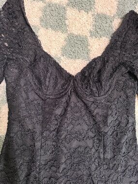 MODA INTERNATIONAL Vintage Mini Dress Black Lace Scoop Back Y2K Victorian Gothic